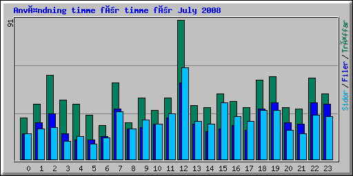 Användning timme för timme för July 2008